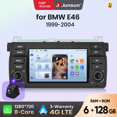 Radio samochodowe Junsun bezprzewodowym CarPlay Android Auto do BMW E46 M3 318 320 325 330 335 GPS stereo multimedia WiFi 4G 8rdzeniowy procesor RDS