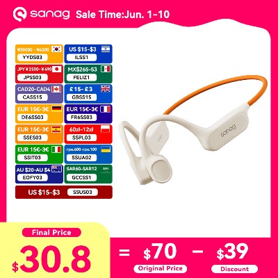Słuchawki Bluetooth przewodnictwem kostnym Sanag B33S słuchawki otwarte wodoszczelne IPX8 słuchawki do pływania wybór pamięci 32GB bezprzewodowy zestaw słuchawkowy słuchawki MP3