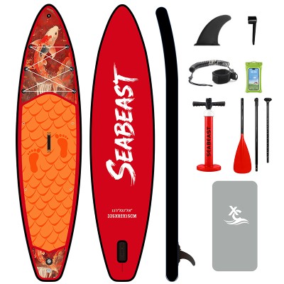 SEABEAST 335cm Nadmuchiwana Deska SUP Stojąca Deska do Pływania na Stojąco Deska Surfingowa Plecakiem