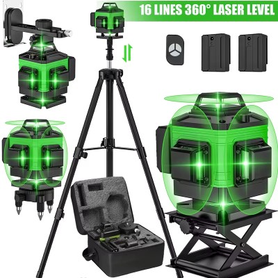 Poziomica laserowa 4D 16 liniami linia funkcja samopoziomowania 360 stopni Poziomy pionowy mocny laserowy poziomica zieloną wiązką narzędzie do balansowania