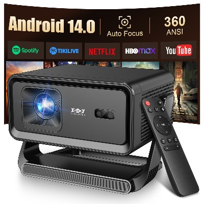 Projektor XGODY Autofocus Android14 4K 360ANSI 8K Native 720P Gimbal A1 Wifi6 BT54 8G Allwinner H726 Przenośny do użytku na zewnątrz