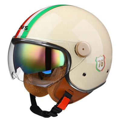 Lekki kask motocyklowy stylu vintage podwójnym wizjerem jazda motocyklem 34 otwarty półkask Retro Casco Moto 3C Dot
