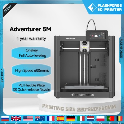 Drukarka 3D Flashforge Adventurer 5M pełni automatyczna poziomowanie Wytłaczarka bezpośrednia Elastyczna płyta PEI Odzyskiwanie utraconej mocy