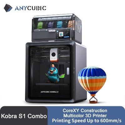Anycubic Kobra S1 Combo Wielokolorowa Drukarka 3D do 600 mms Drukowanie wysokiej prędkości Automatyczne poziomowanie Konstrukcja CoreXY Ekstruder bezpośredni