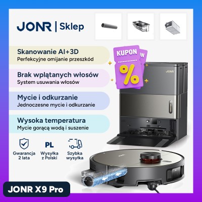 NOWOŚĆ Robot sprzątający JONR X9 Pro stacja mopowanie mycie gorącą wodą rolka czyszczenie krawędzi AI Laser 3D