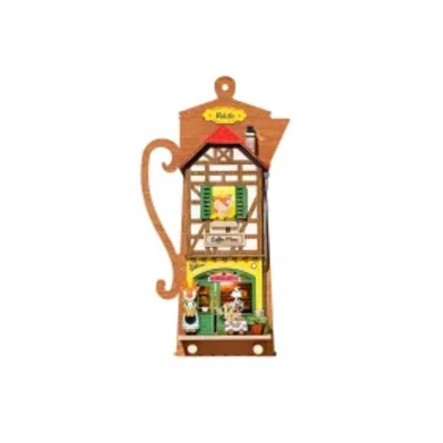 Składany Drewniany Model Puzzle 3D Leniwa Kawiarnia