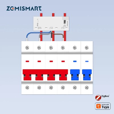 Zemismart Zigbee 3fazowy 4przewodowy inteligentny miernik energii 63A Czujnik monitorujący moc Współpracuje Tuya Zigbee Hub Zigbee2MQTT Home Assistant