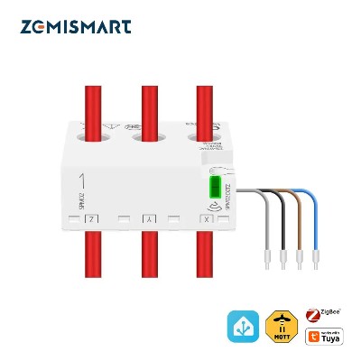 Zemismart Zigbee dwukierunkowy licznik energii 3fazowy 4przewodowy monitor mocy 63A współpracuje asystentem domowym Tuya Zigbee2MQTT