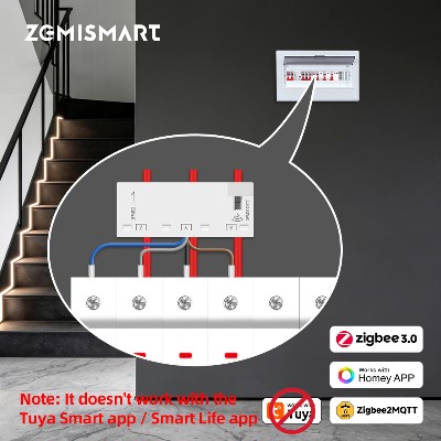 Zemismart Zigbee 30 Inteligentny miernik energii 63A 3fazowy czujnik monitorowania energii czasie rzeczywistym współpracujący Zigbee2MQTT Zigbee Home Assistant