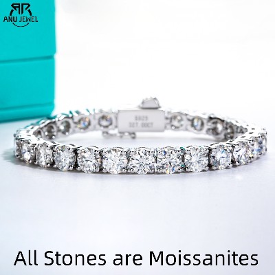 AnuJewel Bransoletka Tenisowa Moissanitem 3mm4mm5mm65mm Srebro Próby 925 Bransoletki Ślubne dla Kobiet Mężczyzn