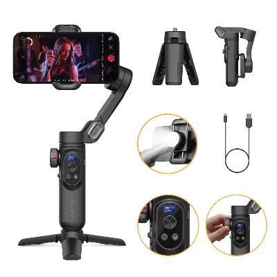 AOCHUAN Smart XPro Smartphone 3osiowy stabilizator gimbala do iPhonea smartfona Androidem Nagrywanie wideo efektem światła wypełniającego