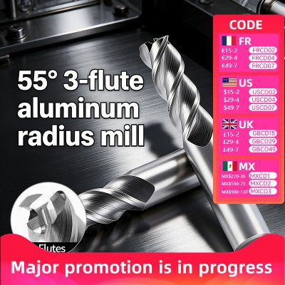 Frez trzpieniowy węglika spiekanego HRC55 3ostrzowy zaokrąglonymi narożnikami prostym trzpieniem do stali aluminium