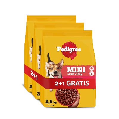 PEDIGREE Adult Mini 3x26 kg dla psów małych ras wołowiną warzywami
