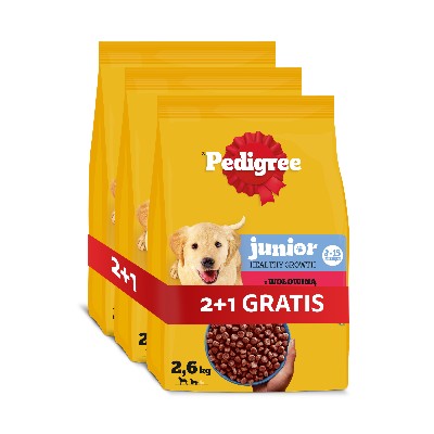 PEDIGREE Junior wołowiną warzywami 3x26 kg sucha karma dla szczeniąt średnich dużych ras