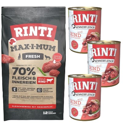 RINTI MAXIMUM Beef wołowiną 12 kg Kennerfleisch Beef wołowina karma mokra 3x400