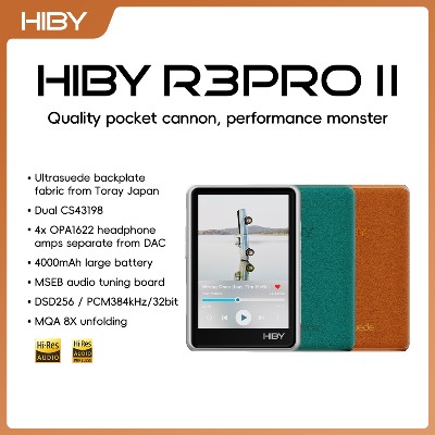 HiBy R3 Pro II Gen HiFi MP3 Music Player USB DAC Headphone AMP CS431982 OPA16224 4000mAh 480mW Output DSD256 MQA 8X PD20