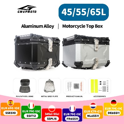 45L 55L 65L Aluminiowy Kufer Motocyklowy Uniwersalny Wodoodporny Zamykany Antywstrząsowy Twardy Kufer Bagażnik Szybkozłączny Skrzynka Narzędziowa