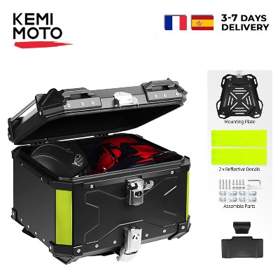 KEMIMOTO Uniwersalny Aluminiowy Kufer Motocyklowy Top Case 45L 55L 65L Wodoodporny Zamkiem Poduszką na Siedzenie