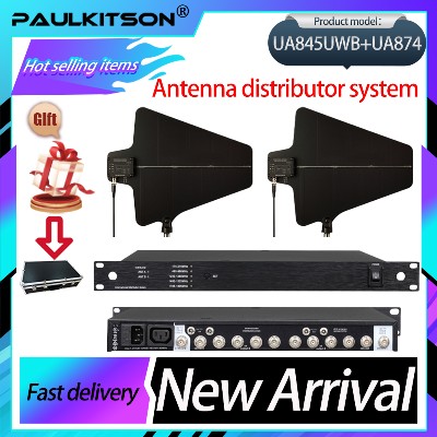 Paulkitson 460950Mhz UA845 UA874 System dystrybucji antenowej Wzmacniacz sygnału Dystrybutor sygnału RF do mikrofonów bezprzewodowych