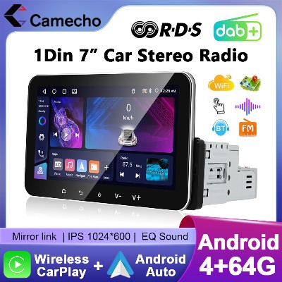 Camecho 464G Android Din Radio samochodowe Ekran IPS Odtwarzacz multimedialny Bezprzewodowy Carplay Android Auto GPS Stereo Wifi Mirrorlink