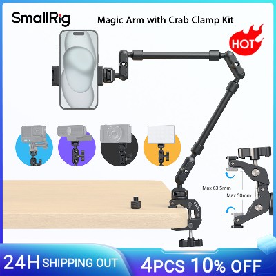 SmallRig Magic Arm zestawem zacisków krabowych regulowane mocowanie do statywu biurkowego ramię wysięgnika do smartfonów kamer internetowych kamer akcji 4766