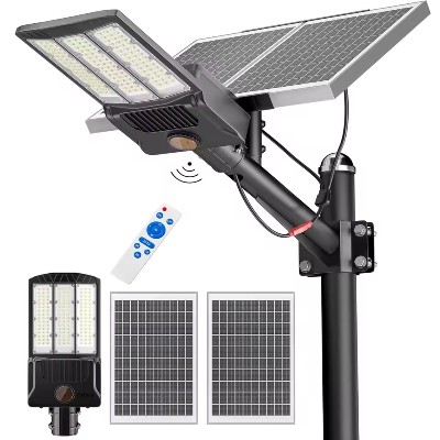 Lampy solarne uliczne 9000W 480000LM do użytku komercyjnego na parkingach funkcją automatycznego włączania od zmierzchu do świtu 6500K solarne reflektory bezpieczeństwa do oświetlenia drog