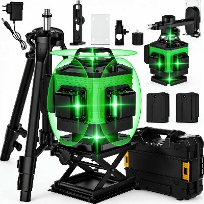 Poziomica laserowa 4D 16 liniami poziom Narzędzie do samopoziomowania funkcją samopoziomowania uniwersalna naklejka linowa do podłóg ścian ze statywem