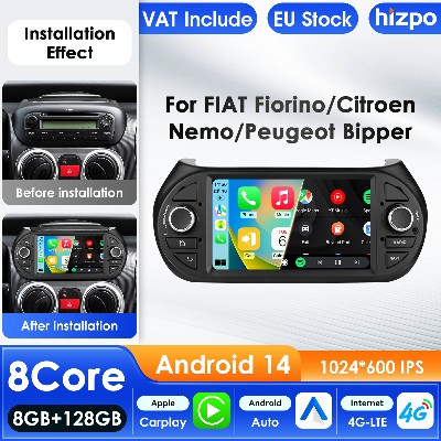 Radio samochodowe Hizpo cali Carplay 4G 7862 Android 14 do Fiata Fiorino Citroena Nemo Peugeota Bipper odtwarzacz multimedialny WIFI
