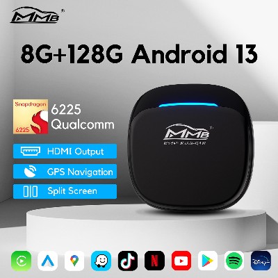 Android 13 MMB MAX 50 CarPlay AI Box LED QCM6225 Bezprzewodowy adapter CarPlay Android Auto AI Magic Box 4G LTE FOTA Upgrade 8G128G