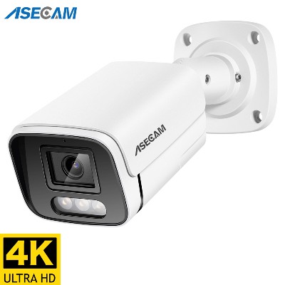Nowa kamera IP 4K 8MP Audio Outdoor POE H265 Onvif Metal Bullet CCTV Home 4MP kolorowa kamera bezpieczeństwa noktowizyjnego