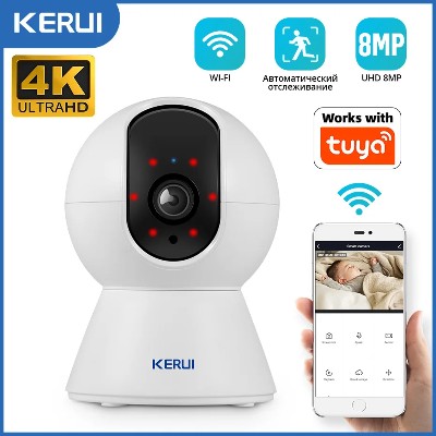 KERUI 5MP 8MP 4K HD Mini WiFi Kamera IP Bezprzewodowa Kamera Bezpieczeństwa Domowa CCTV Funkcją Inteligentnego Automatycznego Śledzenia Tuya