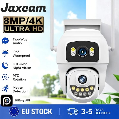 Kamera IP 8MP 4K HD Wifi PTZ podwójnym obiektywem dwoma ekranami monitoring wideo śledzenie AI zewnętrzna kamera bezpieczeństwa do domu CCTV