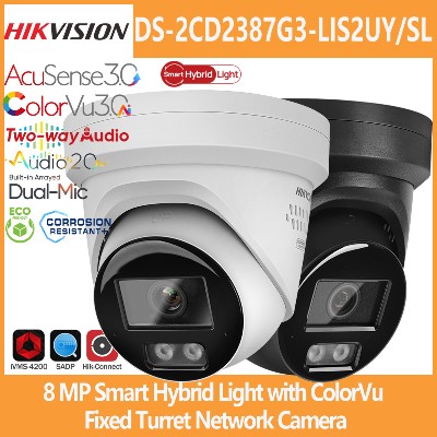 Kamera IP Hikvision 8MP DS2CD2387G3LIS2UYSL Smart Hybrid Light ColorVu 4K Turret dwukierunkowym audio światłem stroboskopowym alarmem dźwiękowym