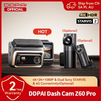 Kamera samochodowa DDPAI Z60 Pro 4K GPS dwuobiektywowa czujnikiem SONY WiFi ADAS noktowizją funkcją nagrywania DVR