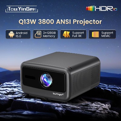 Projektor Touyinger Q13W Full HD 4K MEMC Projektor do kina domowego automatycznym ustawianiem ostrości korekcją trójkątnego zniekształcenia wyrównywaniem funkcją unikania przeszkód