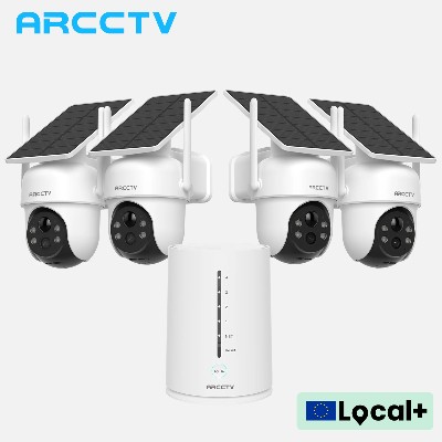 Zestaw kamer solarnych WiFi ARCCTV 4MP zewnętrzna bezprzewodowa kamera bezpieczeństwa syrena alarmowa wykrywanie ludzi dwukierunkowe audio