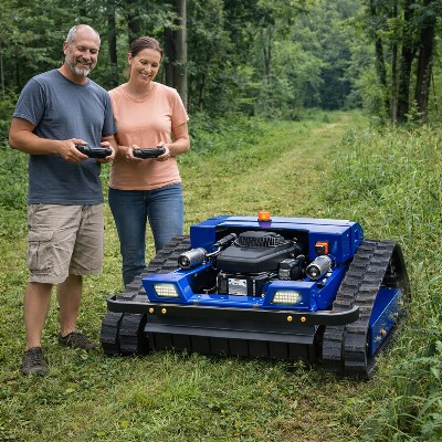 Spersonalizowana Mała Kosiarka Gąsienicowa 4Suwowa Prosta Konstrukcja Automatyczne Zdalne Sterowanie Przemysłowa Kosiarka do Trawy