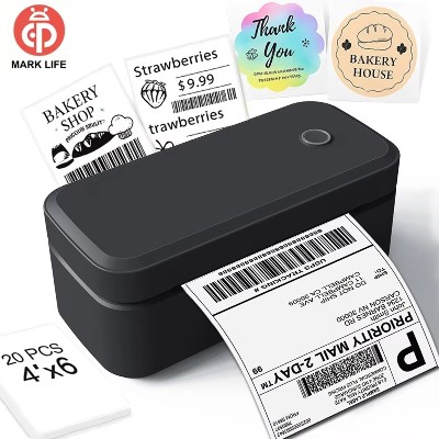 Drukarka termiczna etykiet Marklife X4 mała drukarka etykiet wysyłkowych do drukowania paczek 4x6 Bluetooth automatyczne rozpoznawanie etykiet
