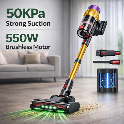 Bezprzewodowy odkurzacz 550W 50000Pa odkurzacz pionowy 40 minut pracy wyświetlacz LED samostojący lekki odkurzacz do domu sierści zwierząt