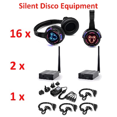 Bezprzewodowe słuchawki Silent Disco zestawy słuchawkowe RF LED LOGO nadajnikiem 500M do iPoda MP3 DJ Music Pary Club