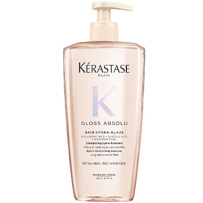 Kérastase Gloss Absolu Refillable Shampoo with Glycolic Acid Hyaluronic Acid and Wild Rose in Oil 500ml