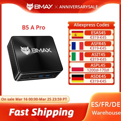 BMAX B5 Pro Procesor AMD Ryzen7 5700U 5825U Grafika AMD Radeon 16 GB obsługa maksymalnie 64 GB DDR4 512 GB NVMe SSD Windows 11
