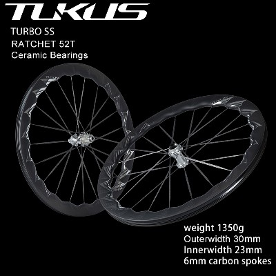 Zestaw kół szosowych TUKUS BLUEFIN TURBO włókna węglowego specjalna aerodynamiczna konstrukcja obręcze rowerowe ceramiczne łożyska koła hamulcem tarczowym mechanizm zapadkowy 52T