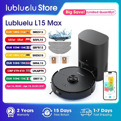 Lubluelu L15 Max Robot Odkurzający Funkcją Mopa Moc Ssania 5500Pa Automatyczne Ładowanie Map 24 Stref Zakazanych Robot Odkurzający