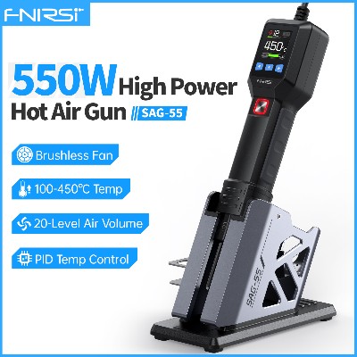 FNIRSI SAG55 Mikropistolet na gorące powietrze 550W ze stojakiem BGA Rework LCD Cyfrowa suszarka do włosów Pistolet lutowniczy do narzędzi do naprawy spawania