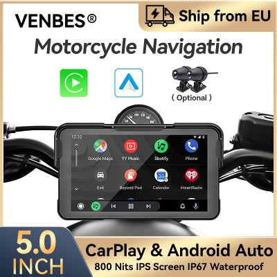 VENBES 5calowy nawigacja motocyklowa CarPlay Android Auto wodoodporna IP67 Bluetooth 5G WIFI