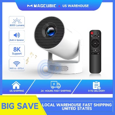 Magcubic HY300 Pro 8K Android 14 Przenośny Projektor 8000 Lumenów WiFi BT54 Kino Plenerowe Głośnik HiFi 5W Obsługa 720P HD