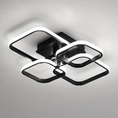 Nowoczesna kwadratowa lampa sufitowa LED 60W Metalowe akrylowe oświetlenie wewnętrzne do sypialni gabinetu jadalni kuchni zimne światło