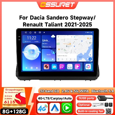Radio samochodowe Android do Dacia Sandero Stepway Renault Talisman bezprzewodowy Carplay Auto Multimedia Stereo GPS procesorem Snapdragon 6115