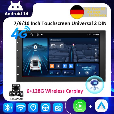 ESSGOO Android 14 Uniwersalne radio samochodowe 6128G Bezprzewodowe Carplay Autoradio Din Car Stereo GPS BT Smart Central Multimedia